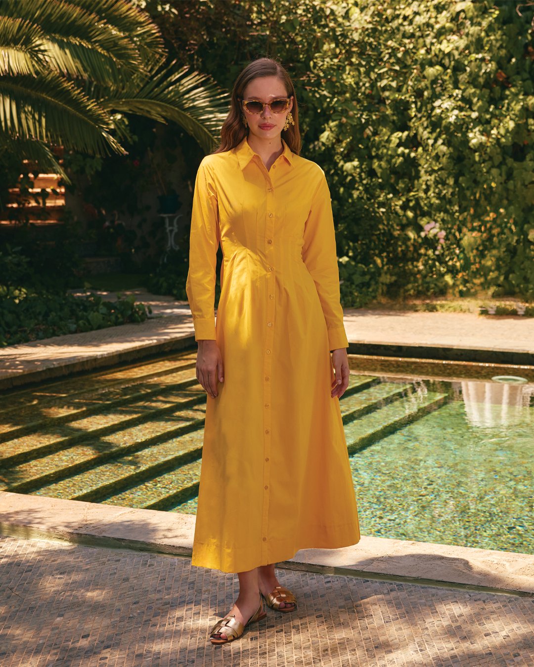 Long Sleeve A-line Maxi Poplin Dress – shopaleena