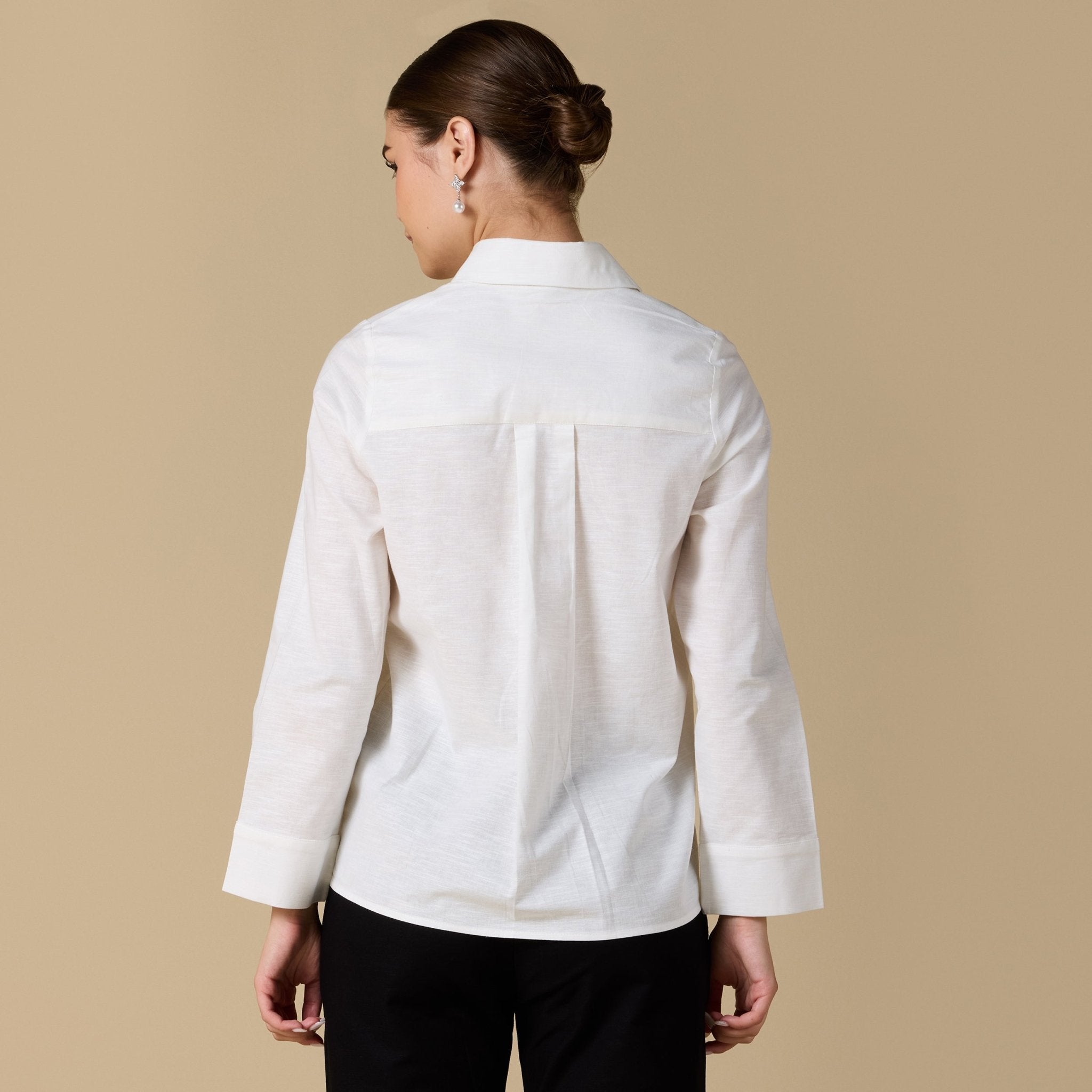 Long Sleeve Blended Shirt - shopaleena