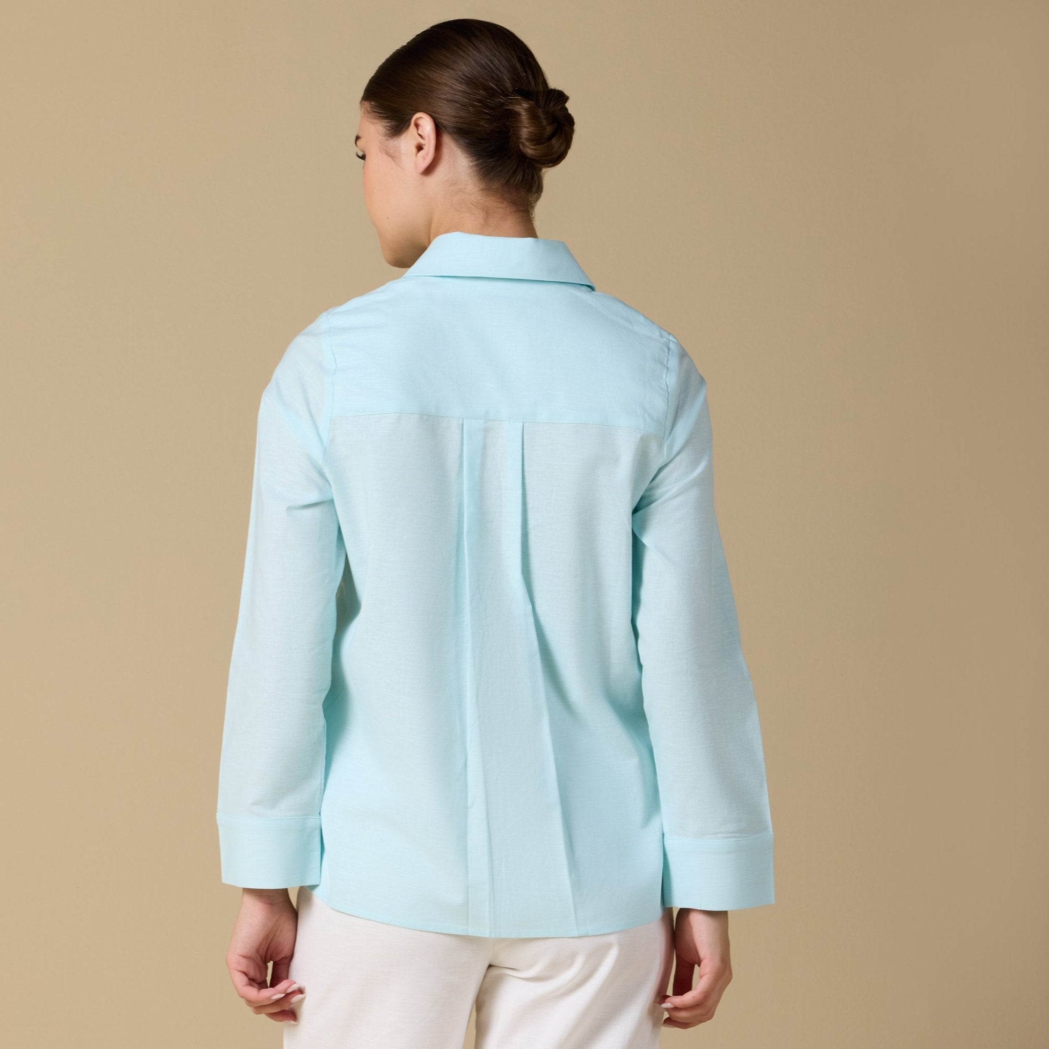 Long Sleeve Blended Shirt - shopaleena