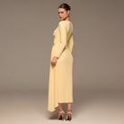 Long Sleeve Draped Midi Dress - shopaleena