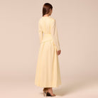 Long Sleeve Gathered Maxi Dress - shopaleena