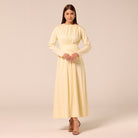 Long Sleeve Gathered Maxi Dress - shopaleena