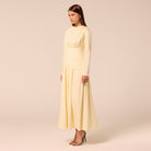 Long Sleeve Gathered Maxi Dress - shopaleena