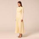 Long Sleeve Gathered Maxi Dress - shopaleena