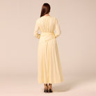 Long Sleeve Gathered Maxi Dress - shopaleena
