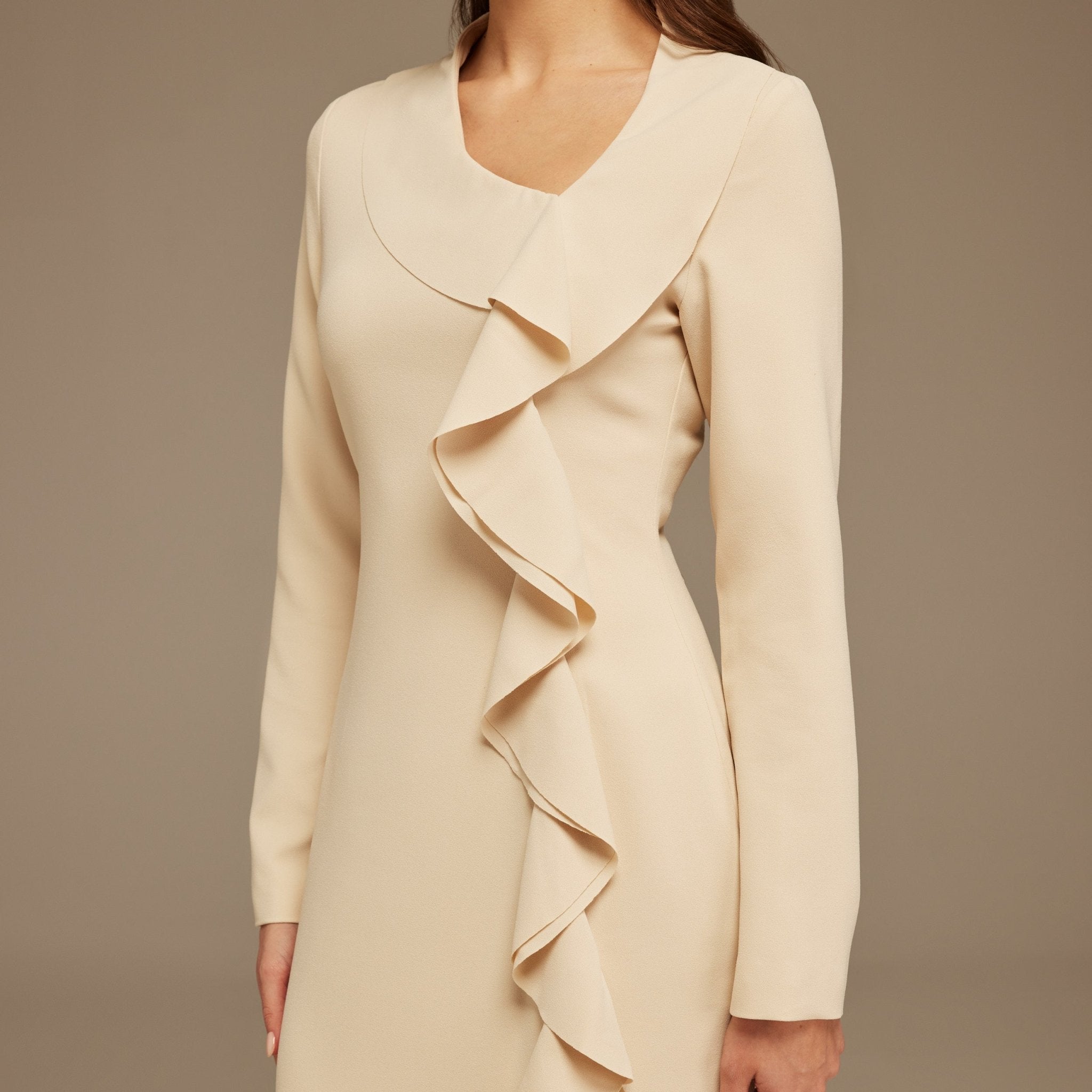 Long Sleeve Midi Dress with Ruffles - shopaleena