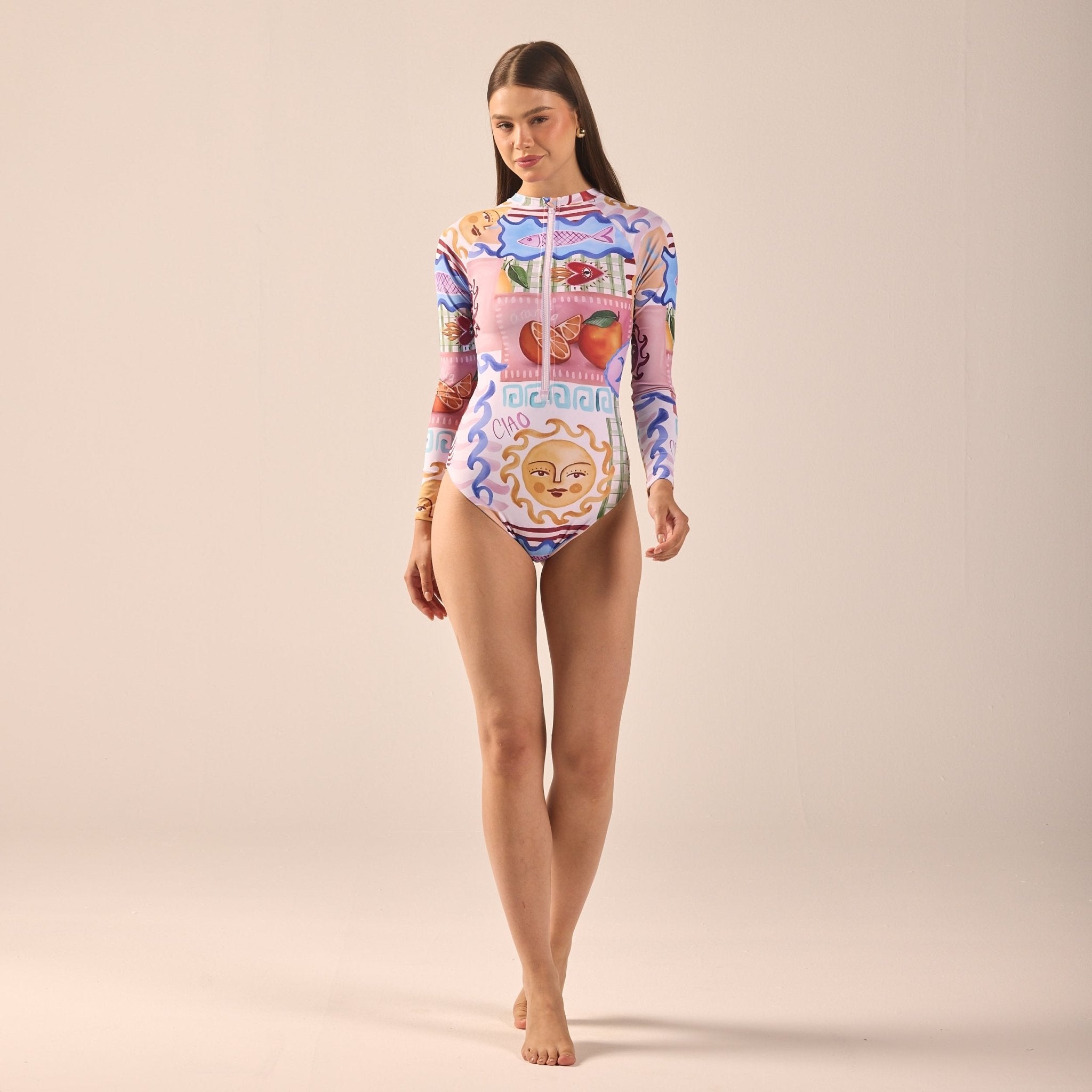 Long Sleeve One Piece Swimsuit - shopaleena