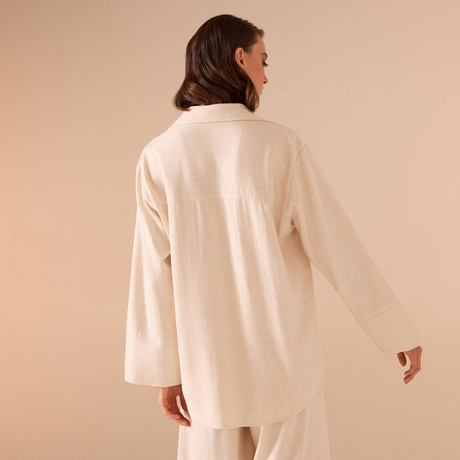 Long sleeve oversize linen shirt - shopaleena