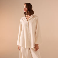 Long sleeve oversize linen shirt - shopaleena