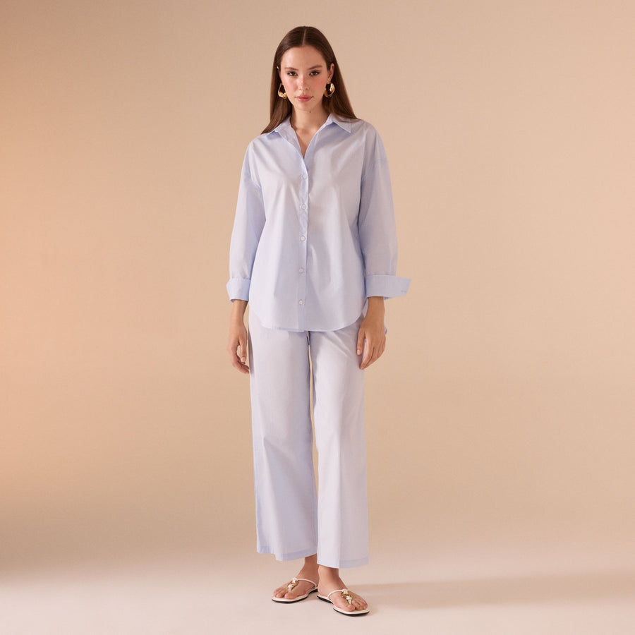 Long sleeve oversize poplin shirt - shopaleena