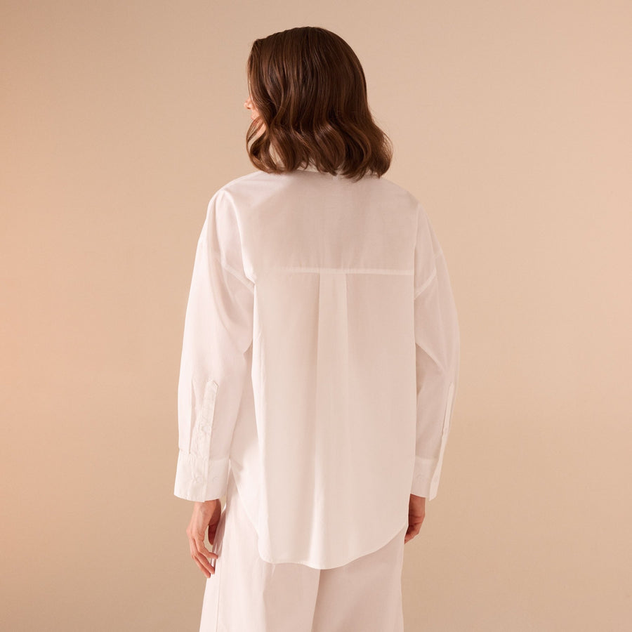 Long sleeve oversize poplin shirt - shopaleena