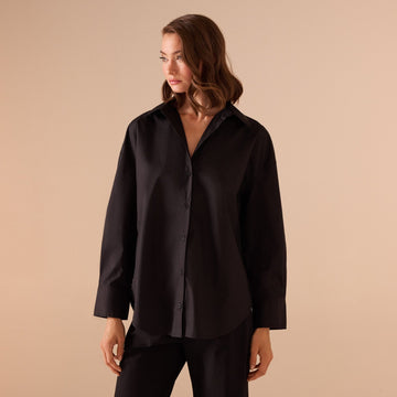 Long sleeve oversize poplin shirt - shopaleena