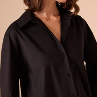 Long sleeve oversize poplin shirt - shopaleena