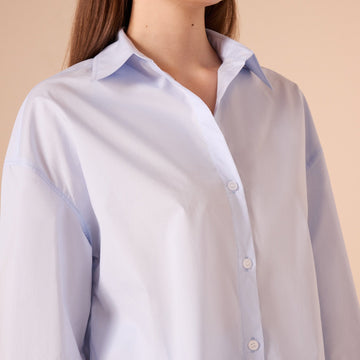 Long sleeve oversize poplin shirt - shopaleena