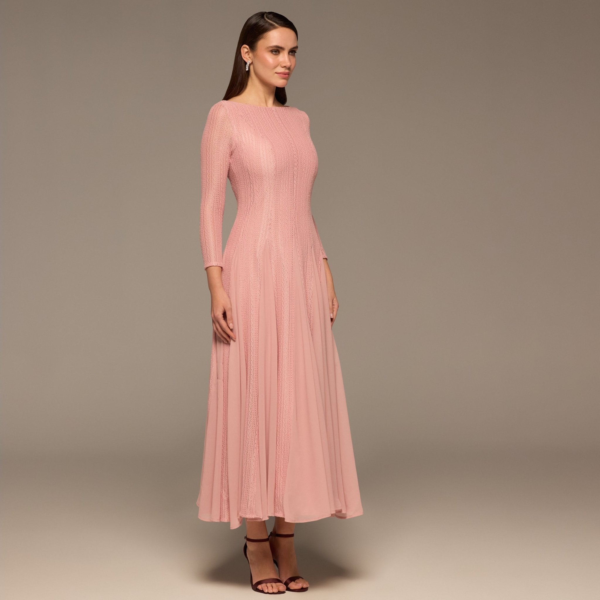 Long Sleeves Godet Maxi Dress - shopaleena