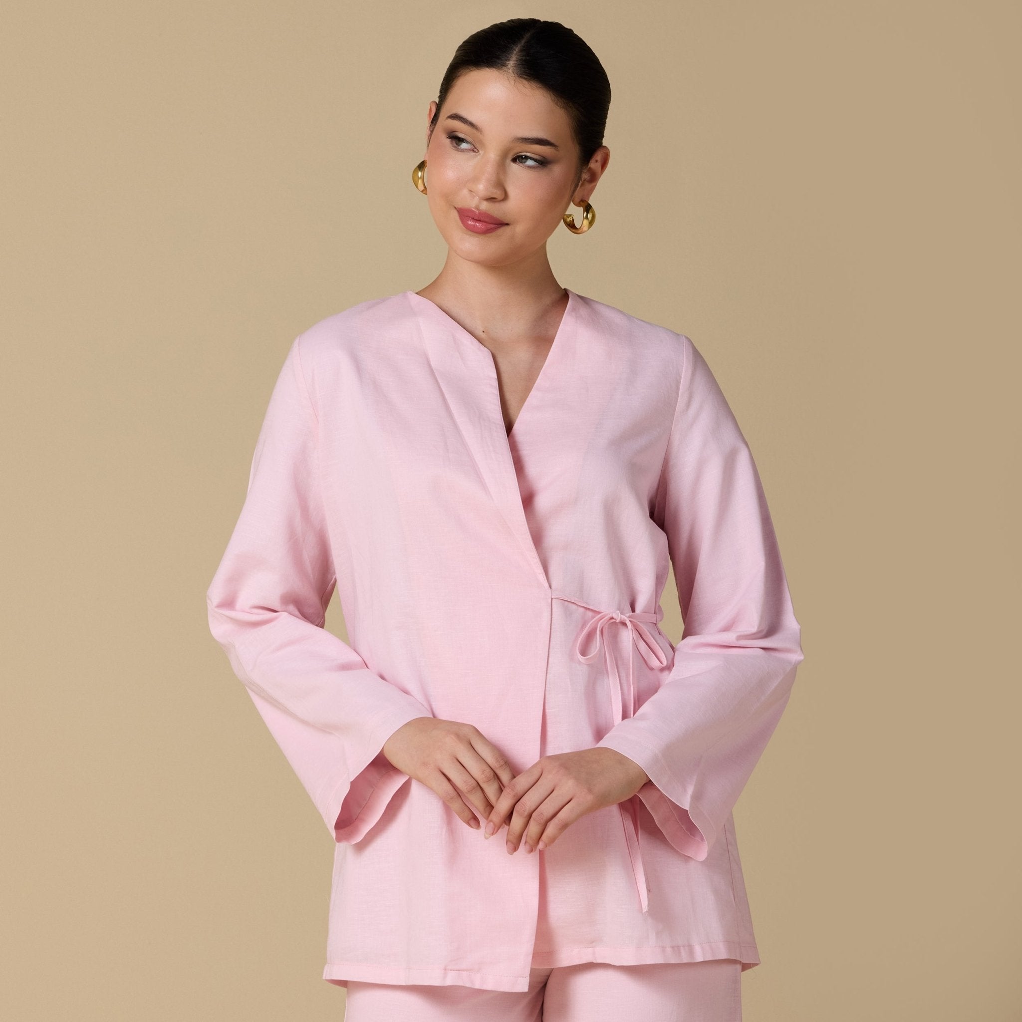 Long sleeves Wrapped Top - shopaleena