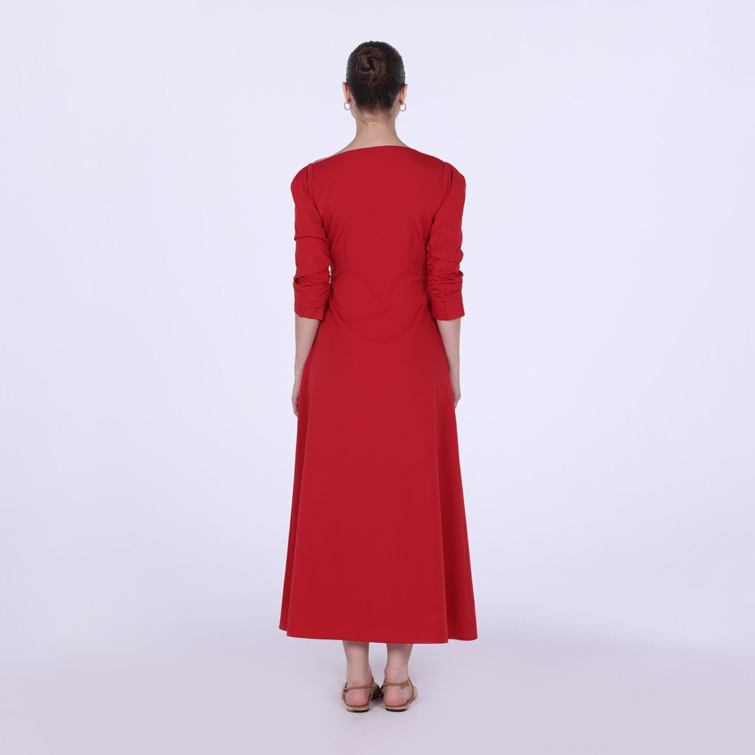 Low Waist Cutout Draped Pleated Dress - shopaleena