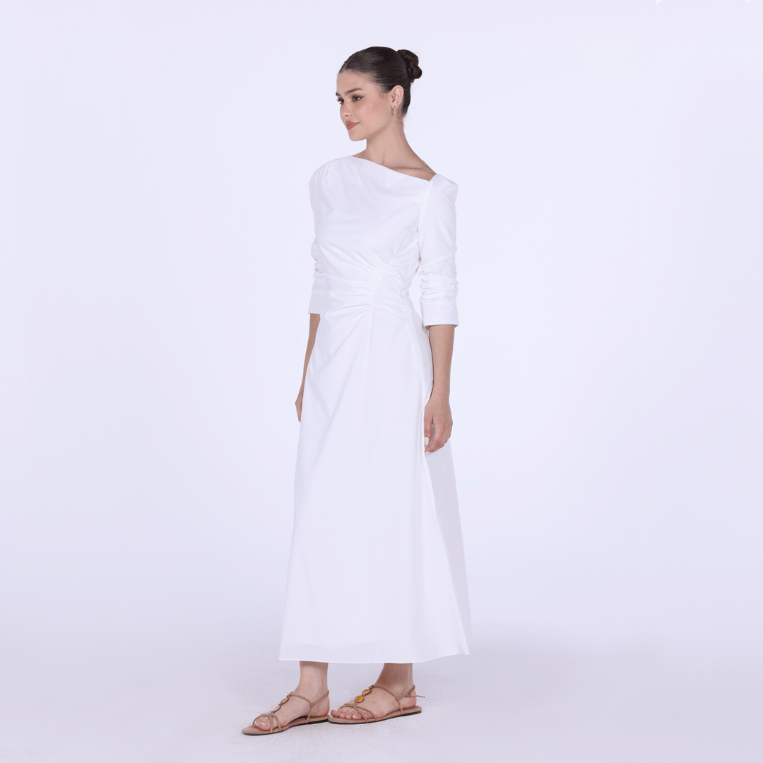 Low Waist Cutout Draped Pleated Dress - shopaleena