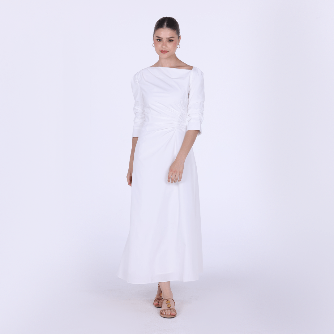 Low Waist Cutout Draped Pleated Dress - shopaleena