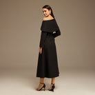 Maxi Dress with Folded Shoulders - shopaleena