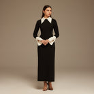 Maxi Dress with White Collar Details - shopaleena