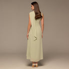 Mint Green Draped Chiffon Midi Dress - shopaleena