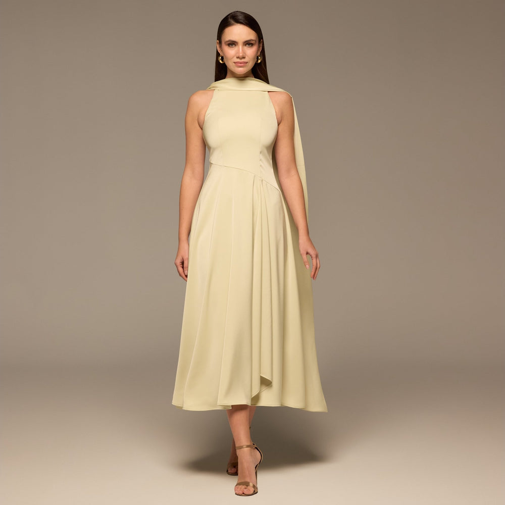 Mint Green Halter Neck A - Line Crepe Dress - shopaleena