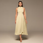 Mint Green Halter Neck A - Line Crepe Dress - shopaleena