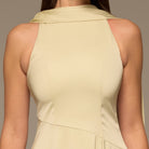 Mint Green Halter Neck A - Line Crepe Dress - shopaleena