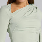 Mint Green Jersey Asymmetric Neck Top - shopaleena