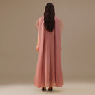 Muted Clay Halter Neckline Maxi Dress With Cape with scarf - shopaleena