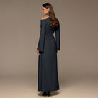 Navy Bare shoulder Crepe Maxi Dress - shopaleena
