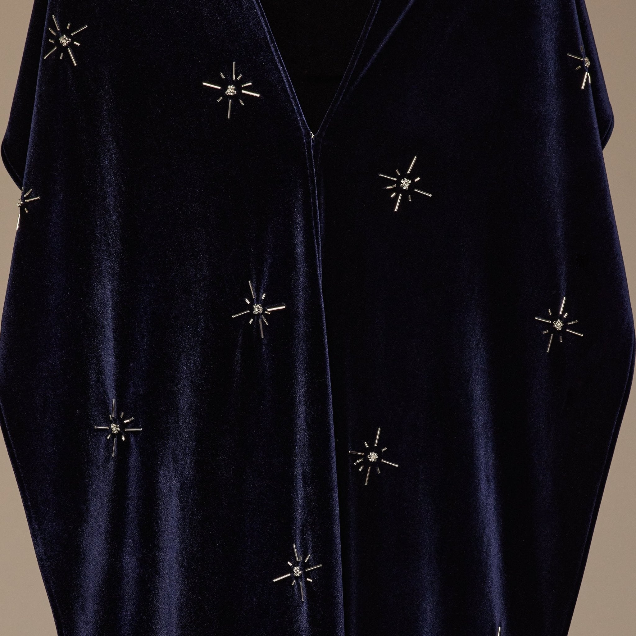 Navy Beaded Velvet Maxi Dress - shopaleena