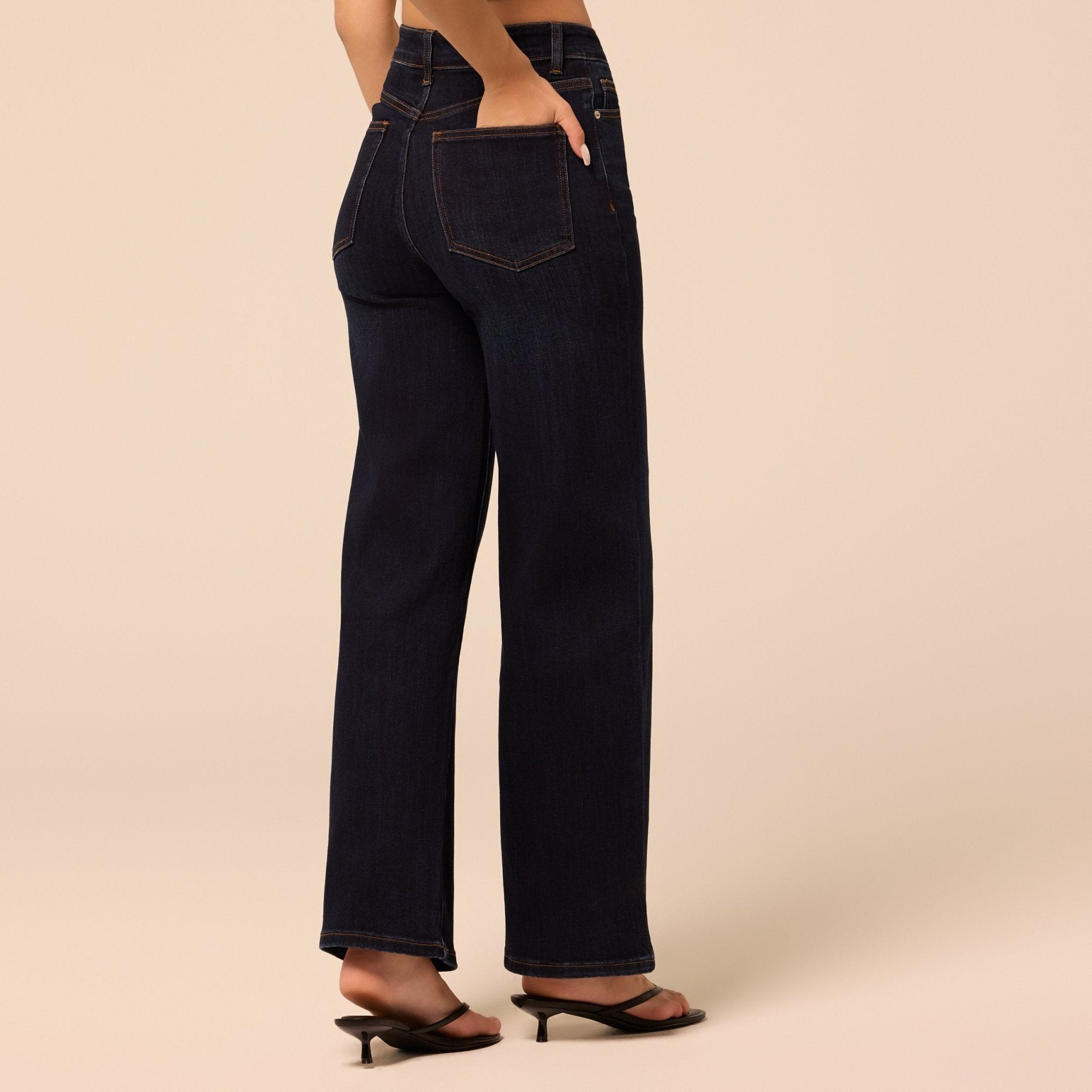 Navy Blue Wide Leg Jeans - shopaleena