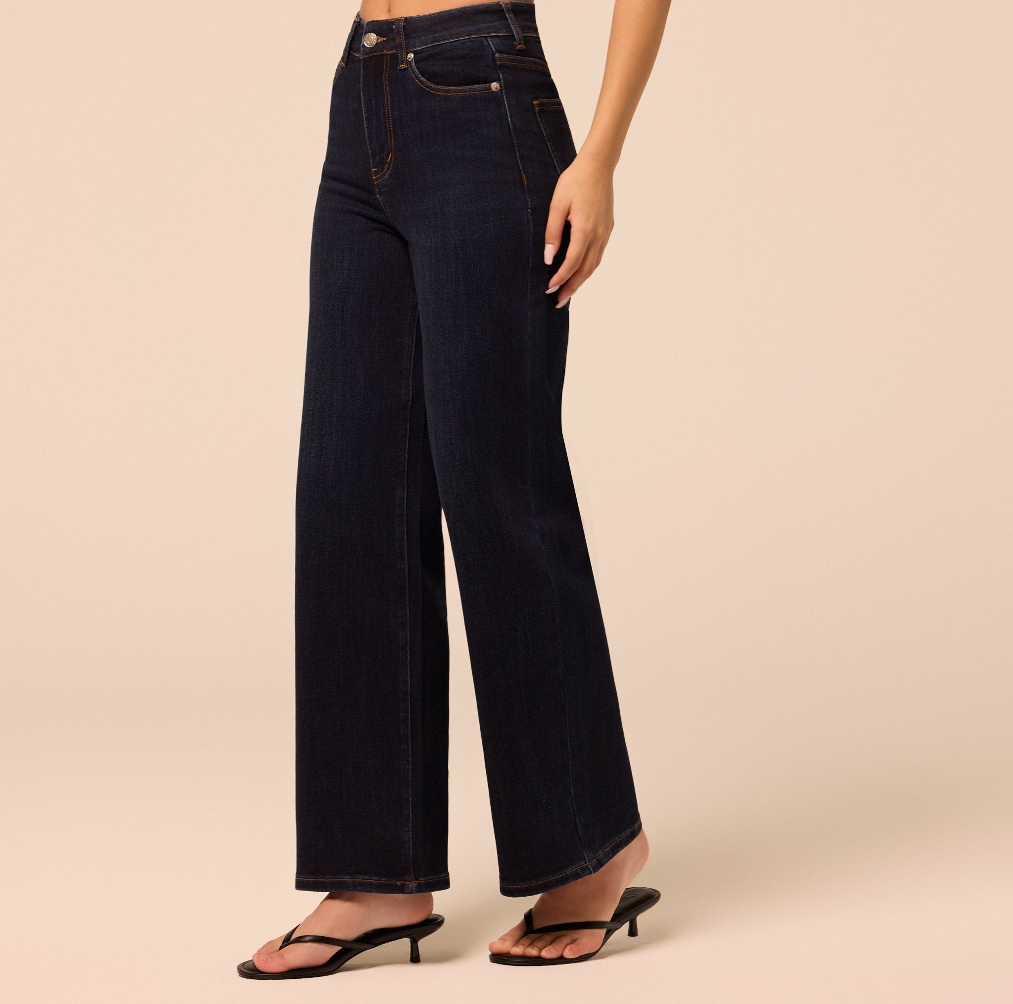 Navy Blue Wide Leg Jeans - shopaleena