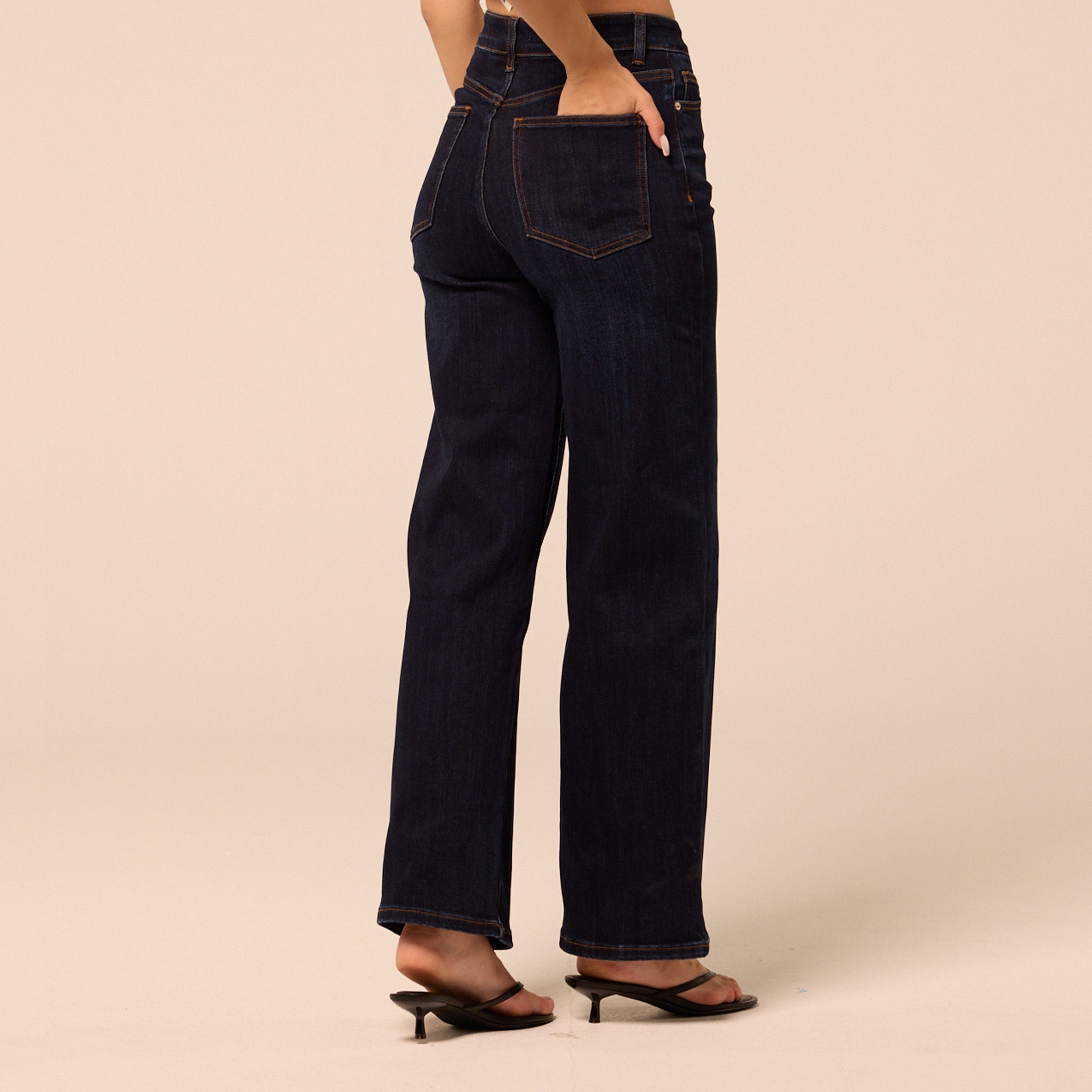 Navy Blue Wide Leg Jeans - shopaleena