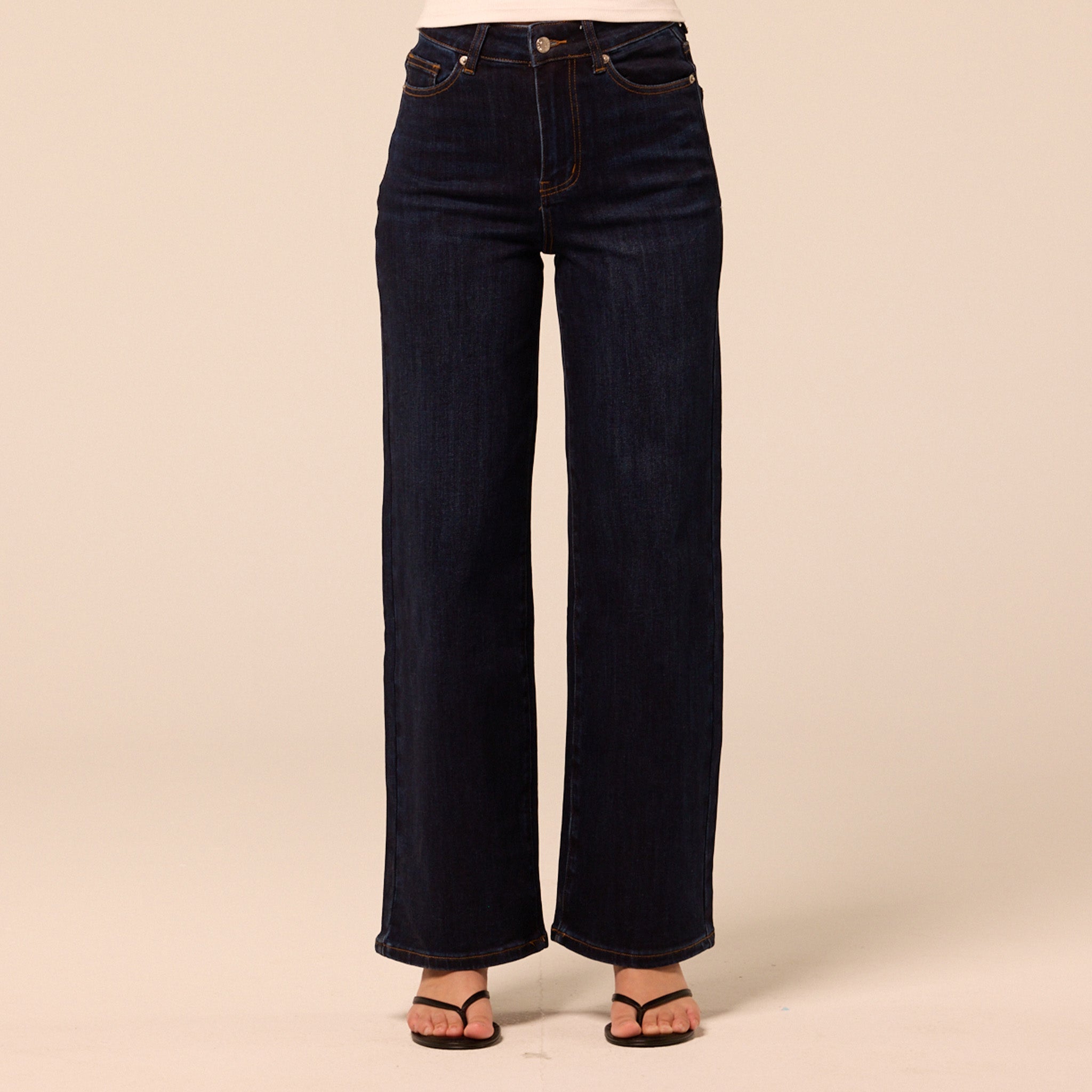Navy Blue Wide Leg Jeans - shopaleena