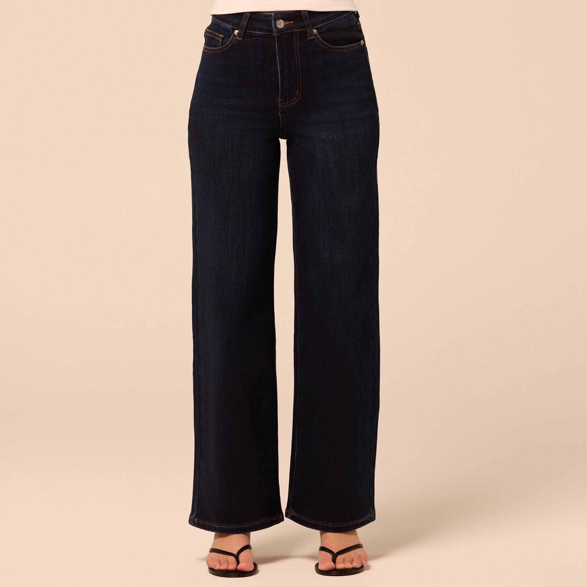 Navy Blue Wide Leg Jeans - shopaleena