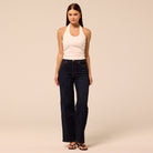 Navy Blue Wide Leg Jeans - shopaleena