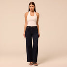 Navy Blue Wide Leg Jeans - shopaleena