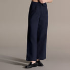 Navy Linen Straight Leg Pants - shopaleena