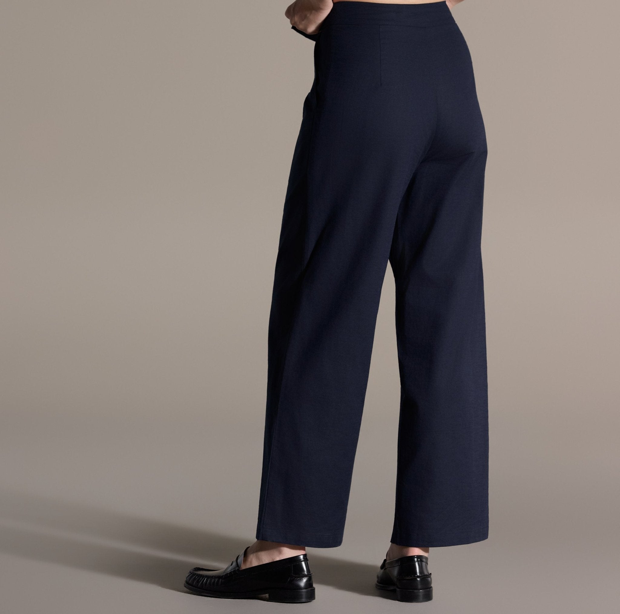 Navy Linen Straight Leg Pants - shopaleena