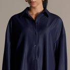 Navy Loose Fit Cotton Shirt - shopaleena