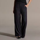 Navy Striped Cotton Wide Leg Pants - shopaleena