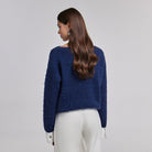 Navy Sweater with Contrast Cuffs - shopaleena