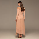 Nude One - shoulder Crepe Dress With Pleated Skirt - shopaleena