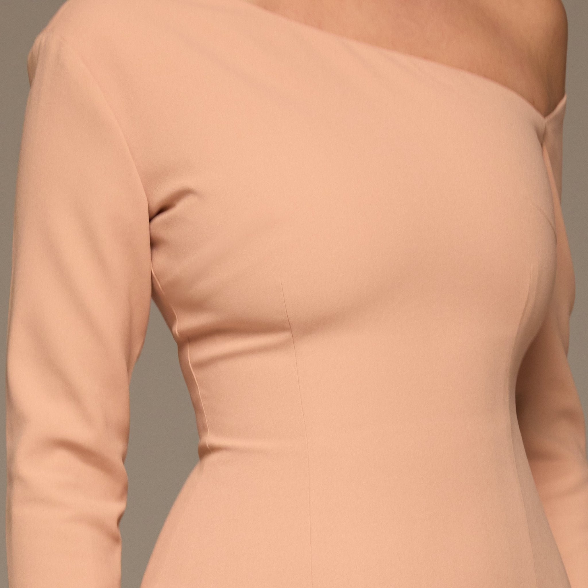 Nude One - shoulder Crepe Dress With Pleated Skirt - shopaleena