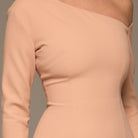 Nude One - shoulder Crepe Dress With Pleated Skirt - shopaleena