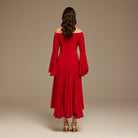 Off-Shoulder Aline Midi Crepe Dress - shopaleena