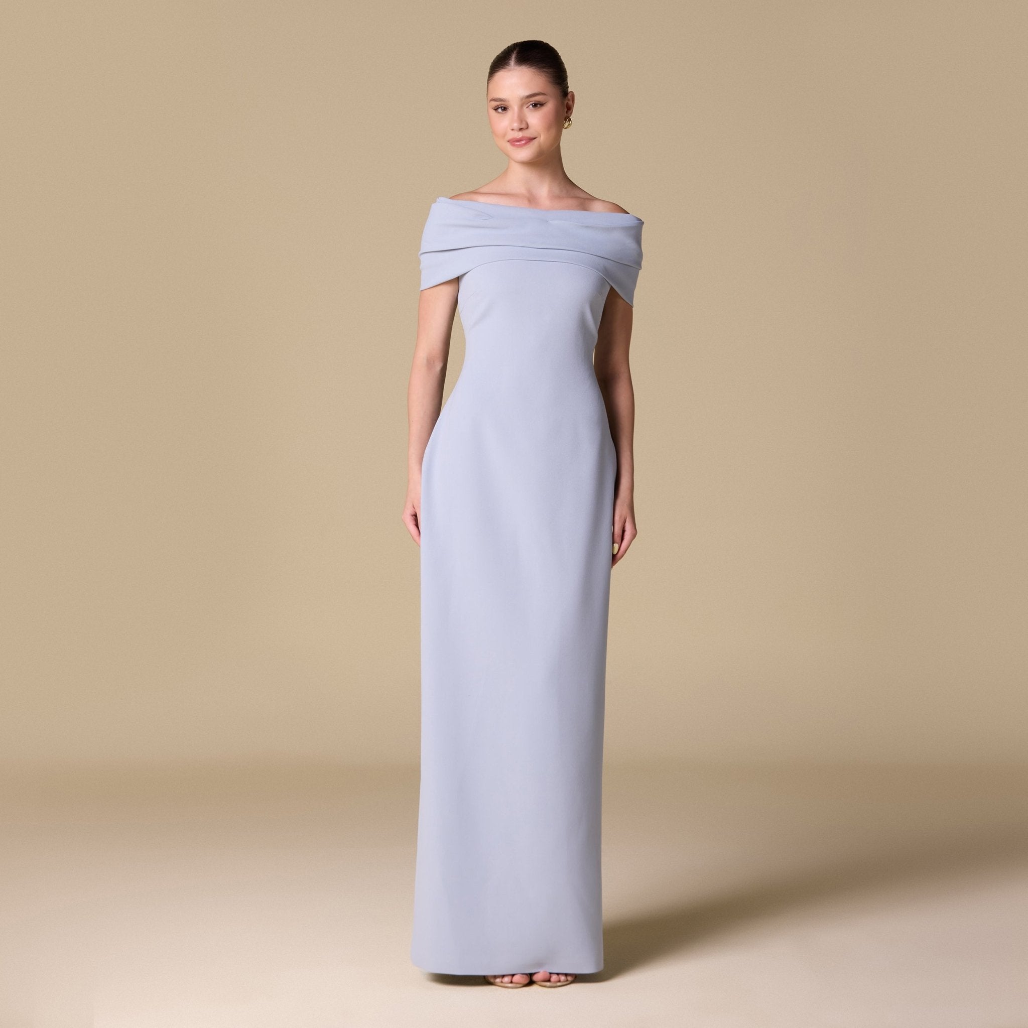 Off - shoulder Crepe Maxi Dress - shopaleena
